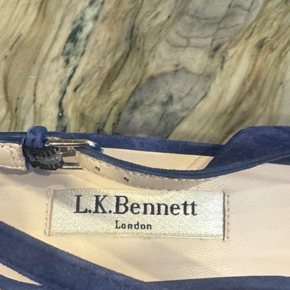 LK Bennett Navy Suede Slingback Heels Made in Spain. - Picture 2 of 9